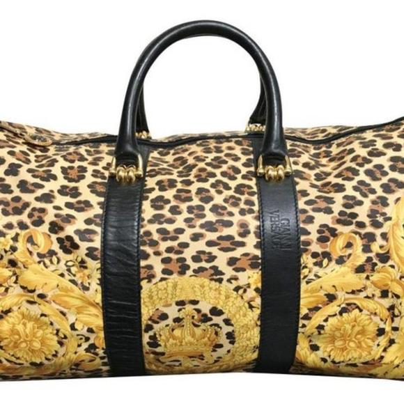 Gianni Versace Baroque Multicolor Canvas Weekend/Travel Bag Cheetah Duffle Bag - Picture 12 of 14
